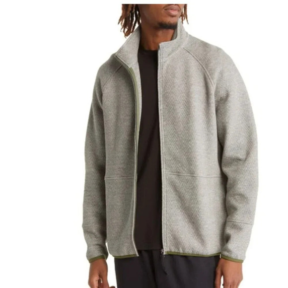Zella‎ Herringbone Commuter Jacket In Green Rosin Heather Sz: Large - Picture 1 of 7